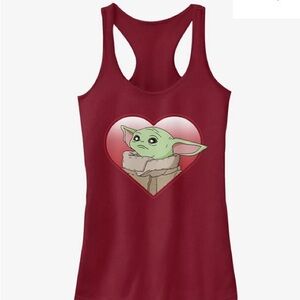 Juniors Womens Star Wars: The Mandalorian Grogu Heart Look Racerback Tank Top XL